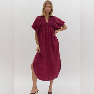 NWT Entro Plum Wine Midi Dress